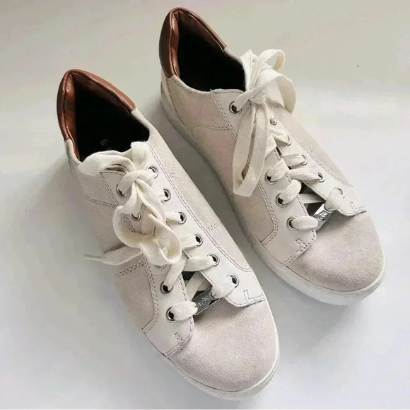 Coach Shoes - Coach Paddy Beige Suede Leather Chalk-Oatmeal / Saddle Brown Sneakers